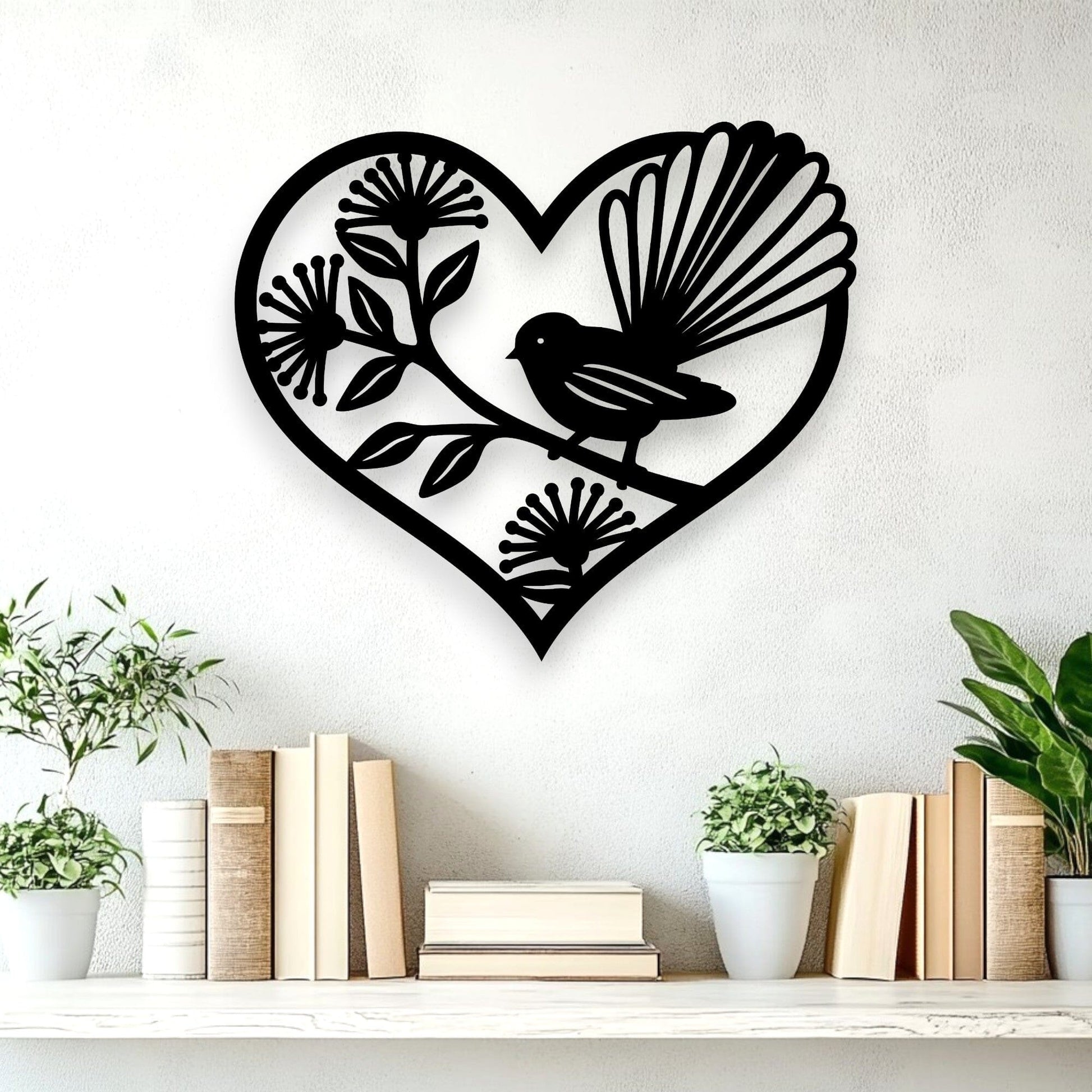 Pohutukawa Fantail Heart Decor Whimsic