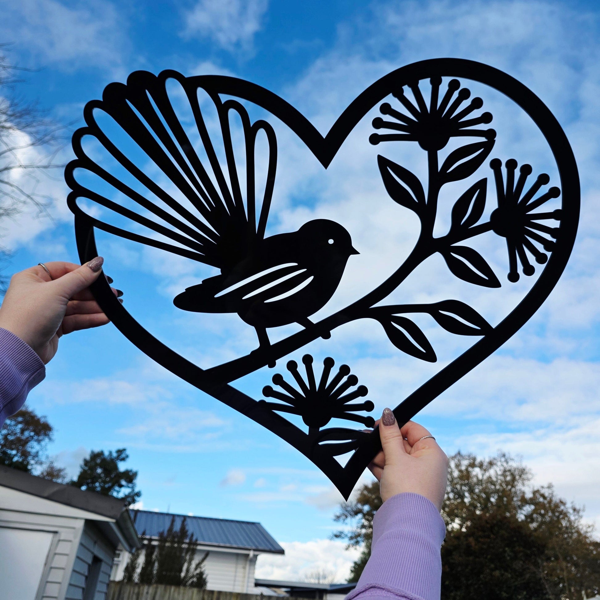 Pohutukawa Fantail Heart Decor Whimsic