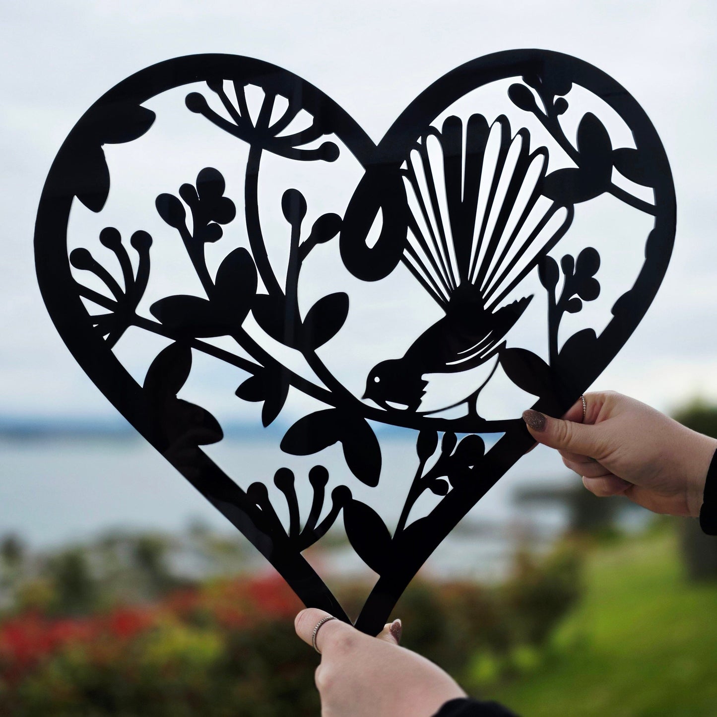 Pohutukawa Fantail Heart Wall Art Whimsic