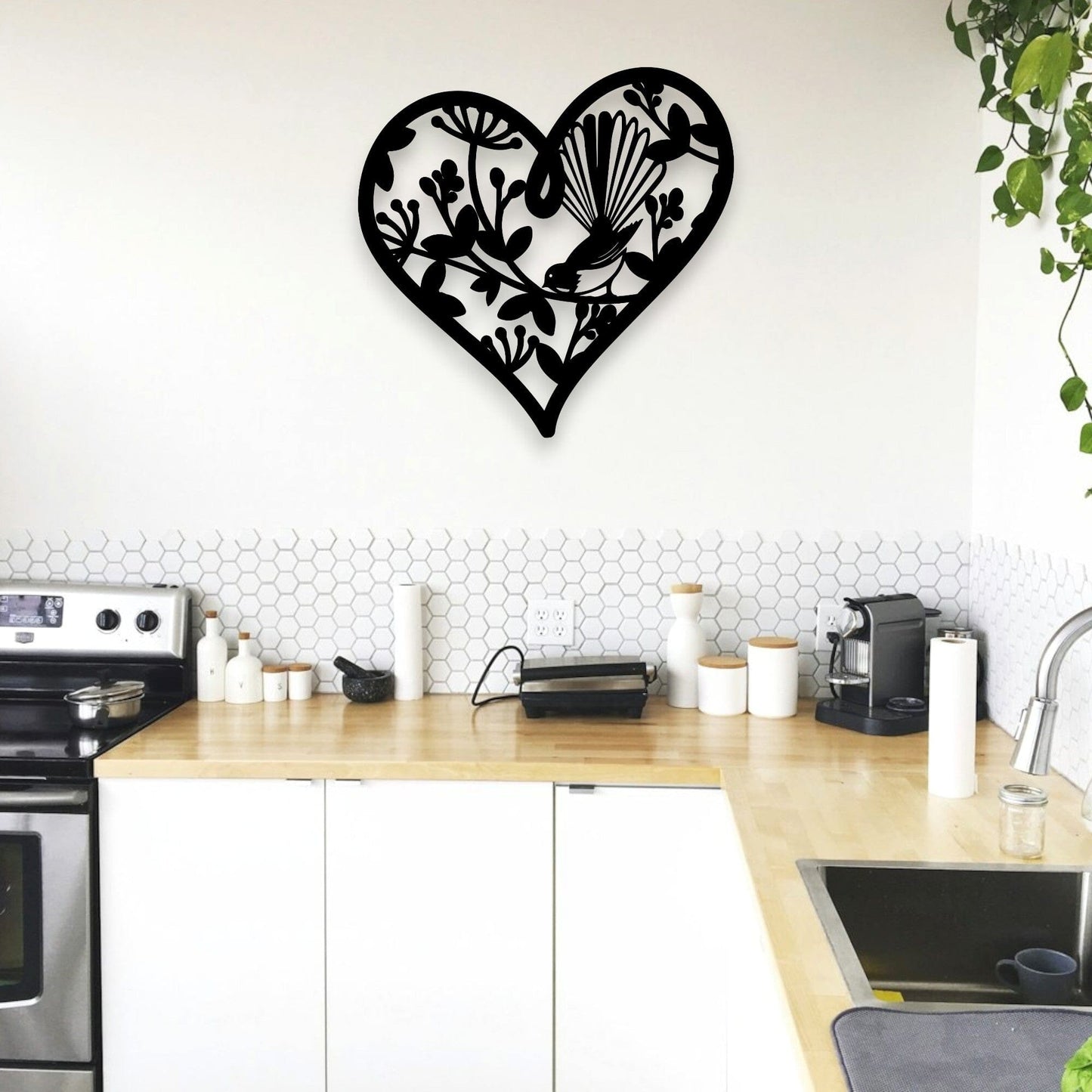 Pohutukawa Fantail Heart Wall Art Whimsic