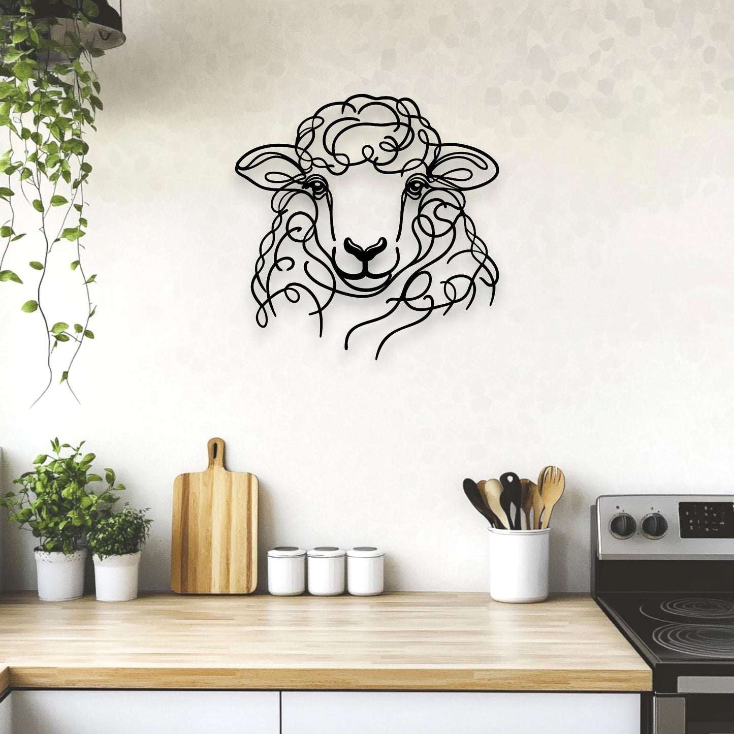 Line Art Sheep Head Décor