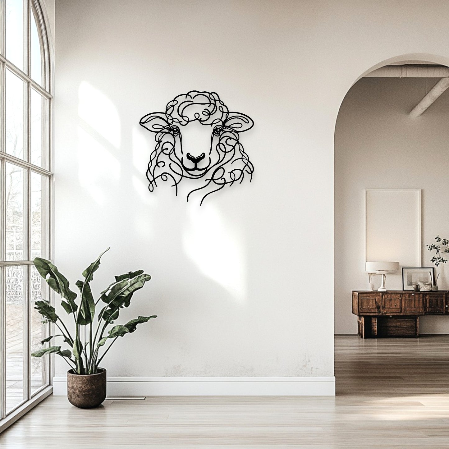 Line Art Sheep Head Décor
