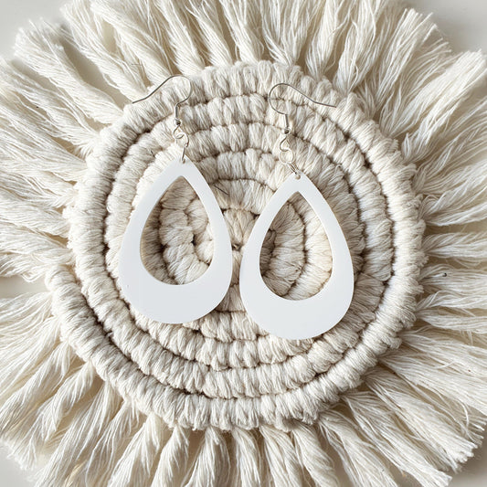 Teardrop Earrings Earrings Whimsic White Gloss Acrylic