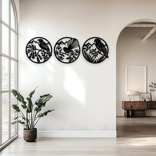 Three NZ Birds Wall Art Set Whimsic