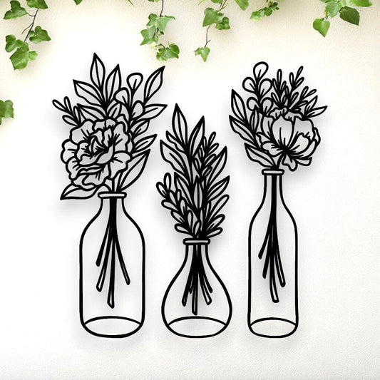 Three Piece Floral Vase Set Whimsic