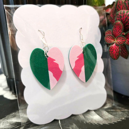 Philodendron Pink Princess Earrings
