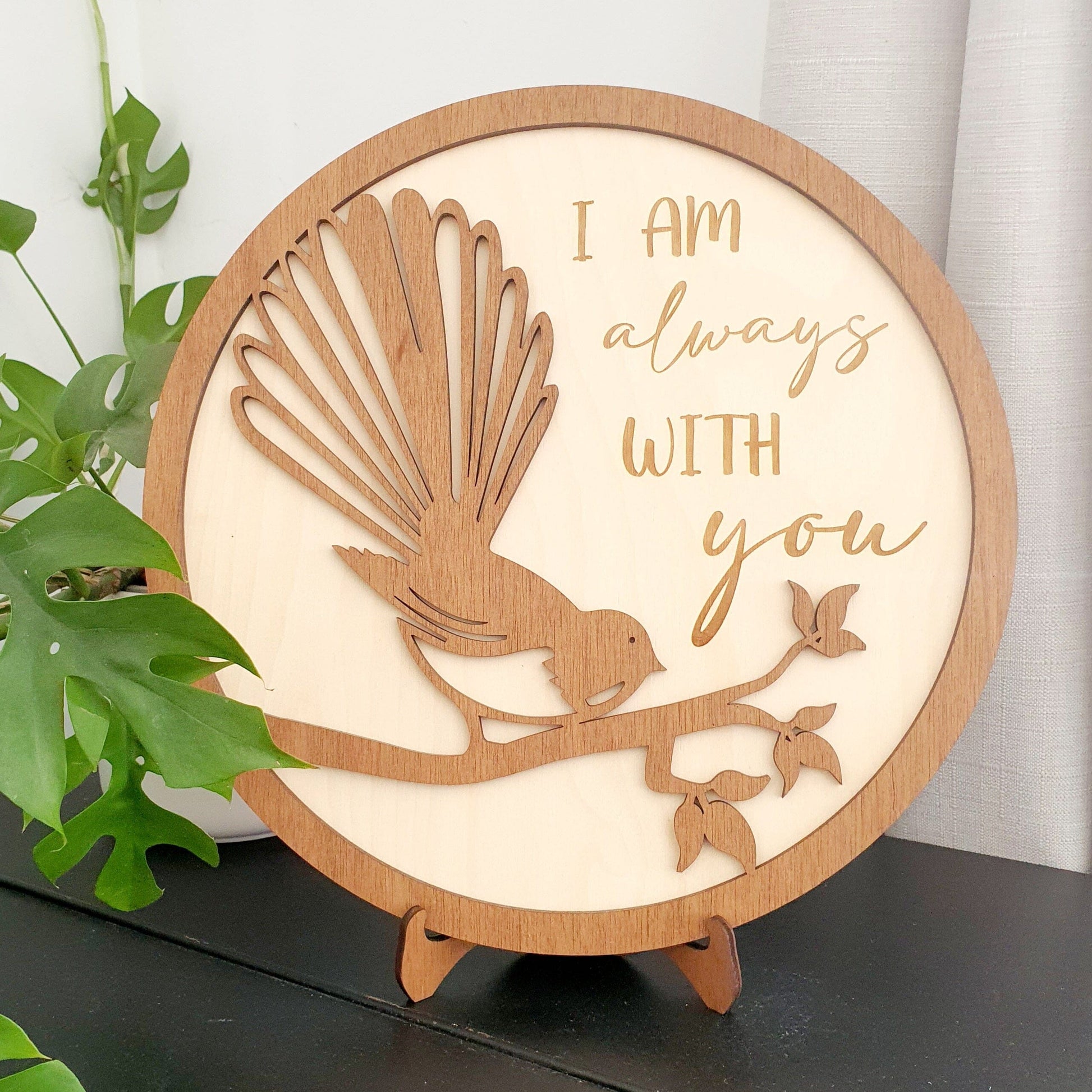 Wooden Fantail Memorial Plaque Whimsic