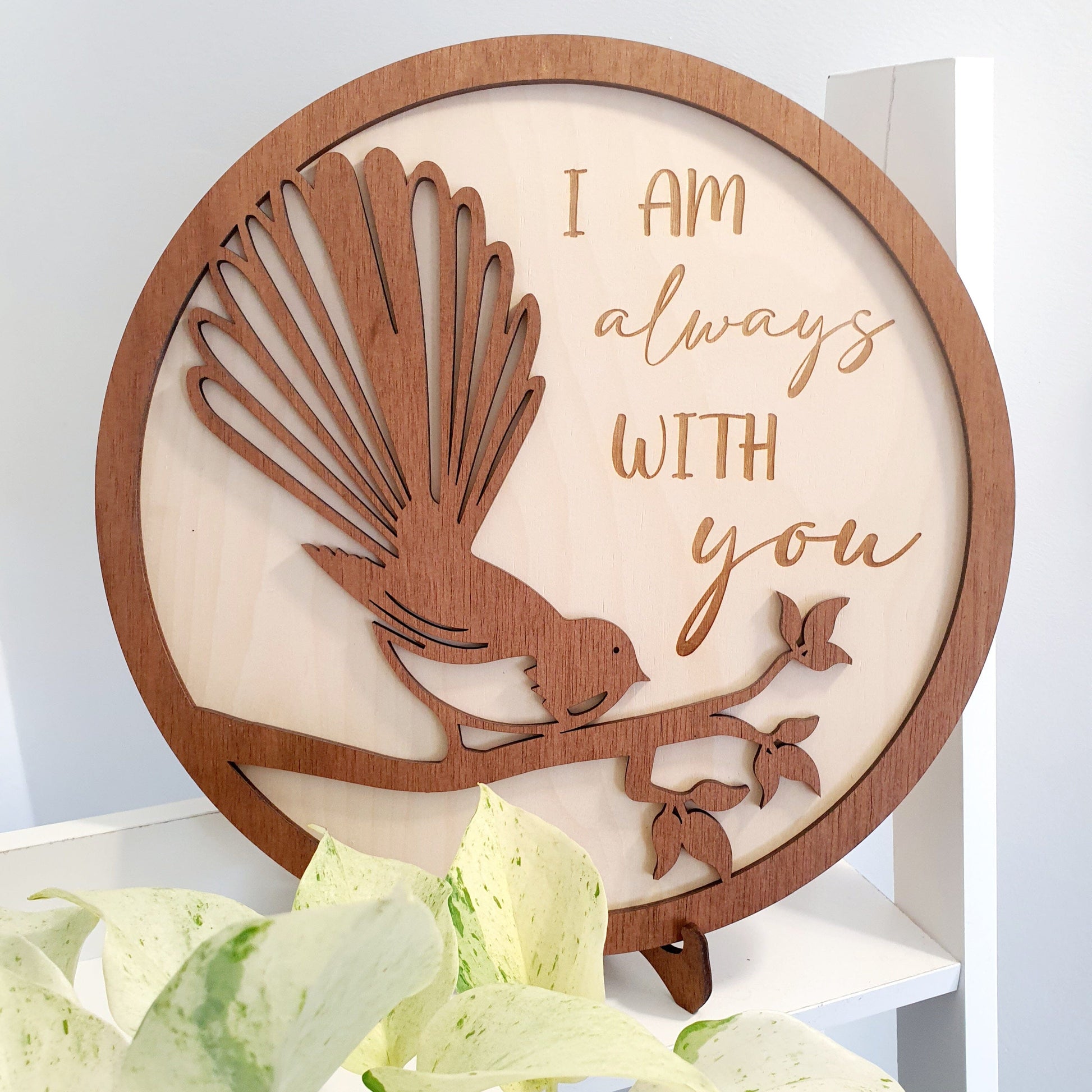 Wooden Fantail Memorial Plaque Whimsic