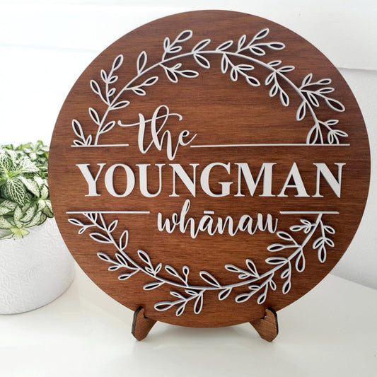 Wreath Family Name Round Whimsic