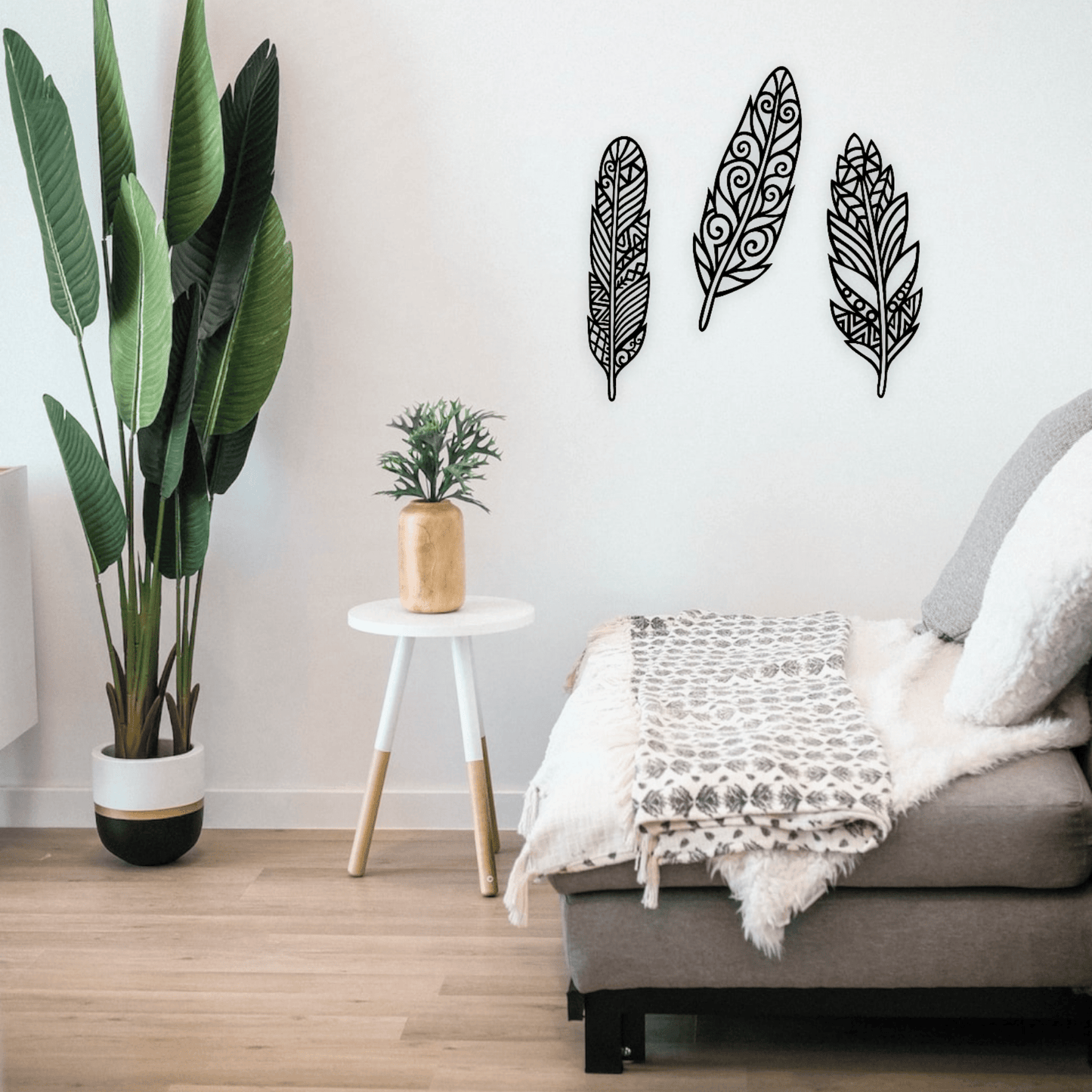 Boho Feather Trio Wall Decor Whimsic