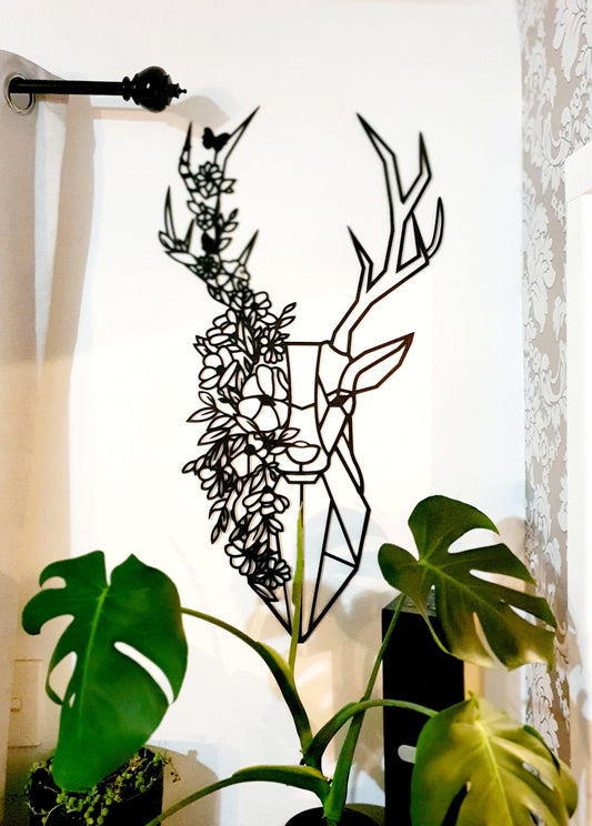 Floral Stag Wall Décor Whimsic
