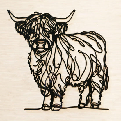 Line Art Highland Cow Décor