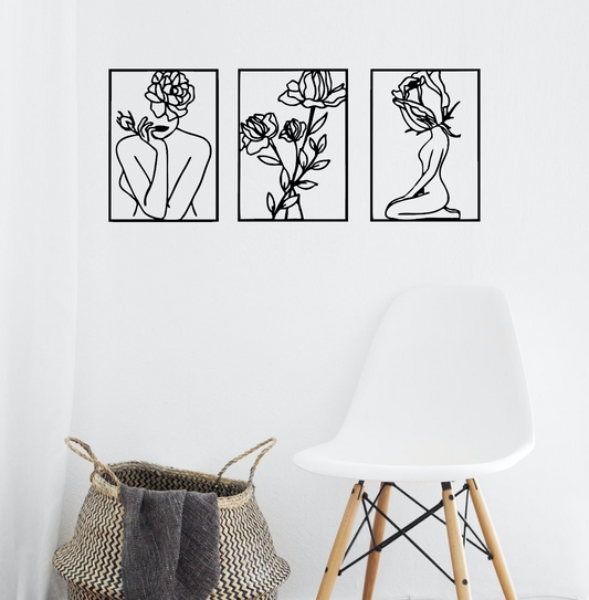 Flower Woman Wall Art Set