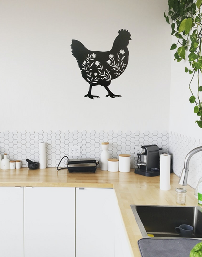 Floral Chicken Wall Art