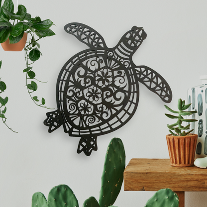 Floral Mandala Turtle Wall Décor