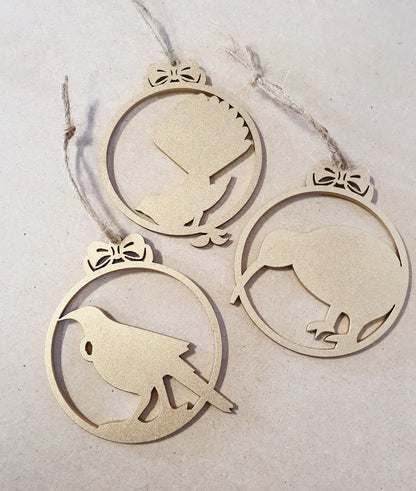 Native Bird Trio Bauble Set