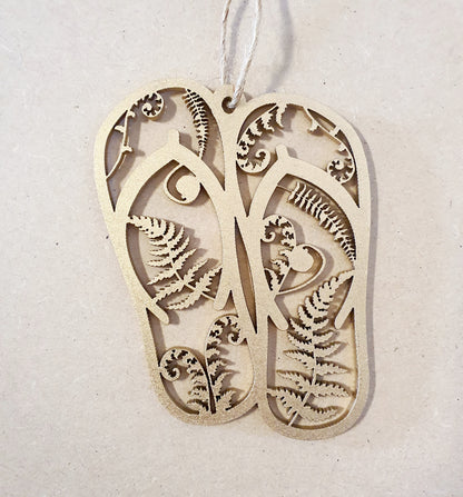 Kiwiana Fern Jandals Bauble