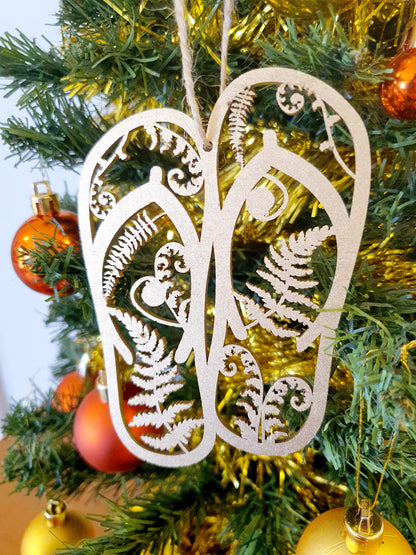 Kiwiana Fern Jandals Bauble