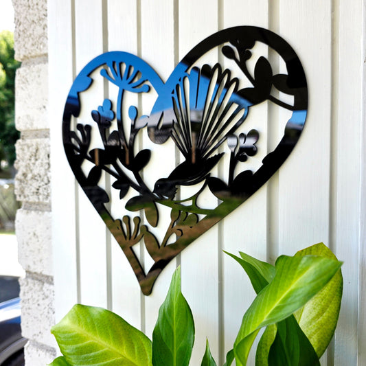 Pohutukawa Fantail Heart Wall Art