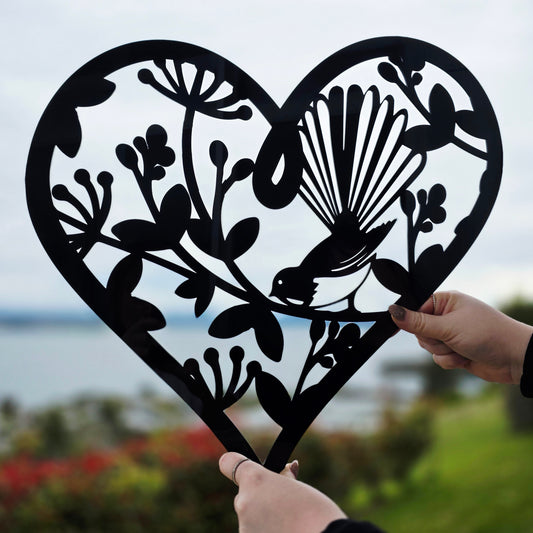 Pohutukawa Fantail Heart Wall Art