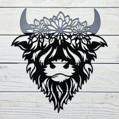Floral Highland Cow Wall Art