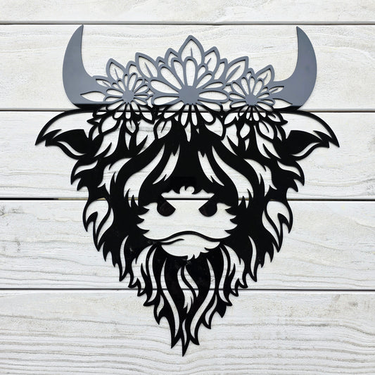 Floral Highland Cow Wall Art