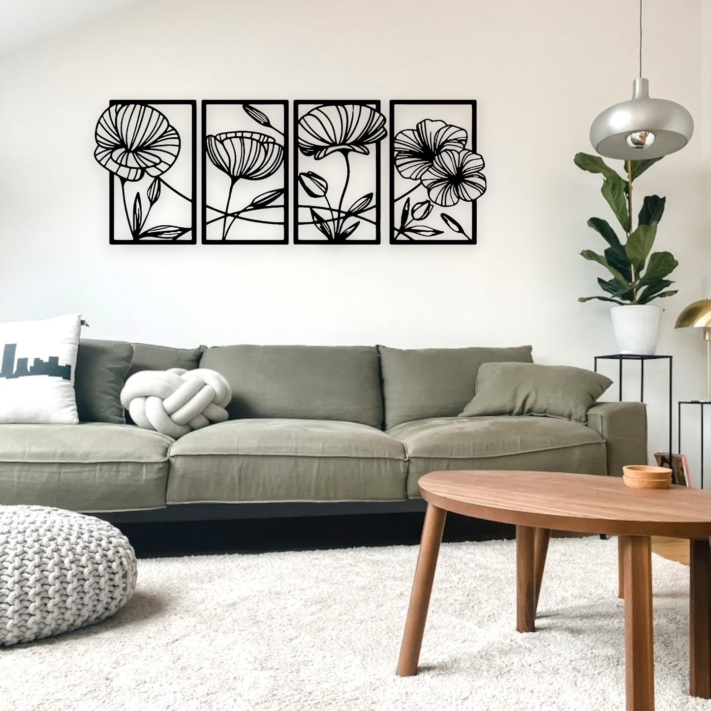 Four Piece Flower Wall Art Set