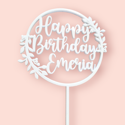 Happy Birthday Wreath Cake Topper