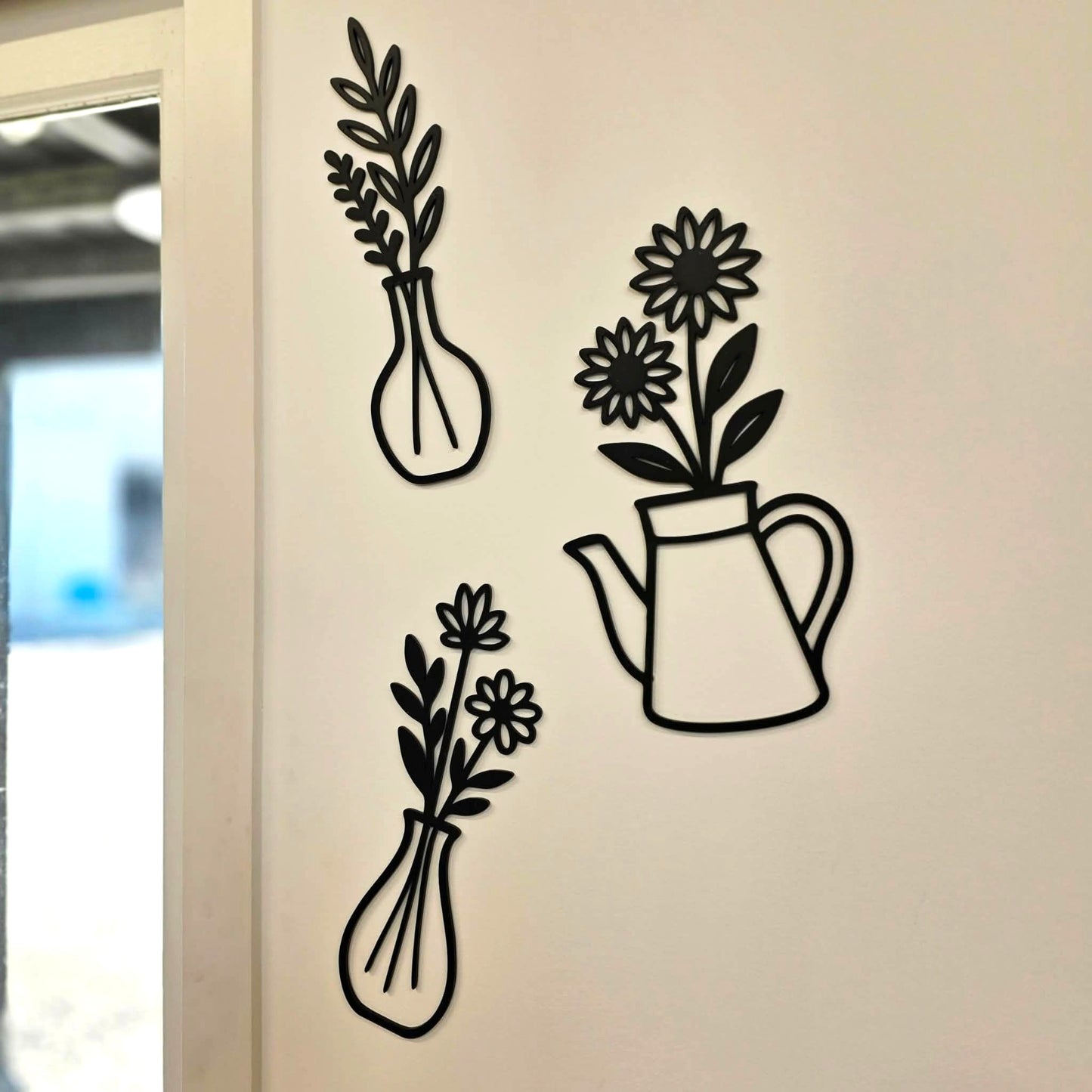 Floral Vase & Teapot Wall Art Set