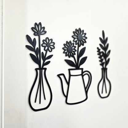 Floral Vase & Teapot Wall Art Set
