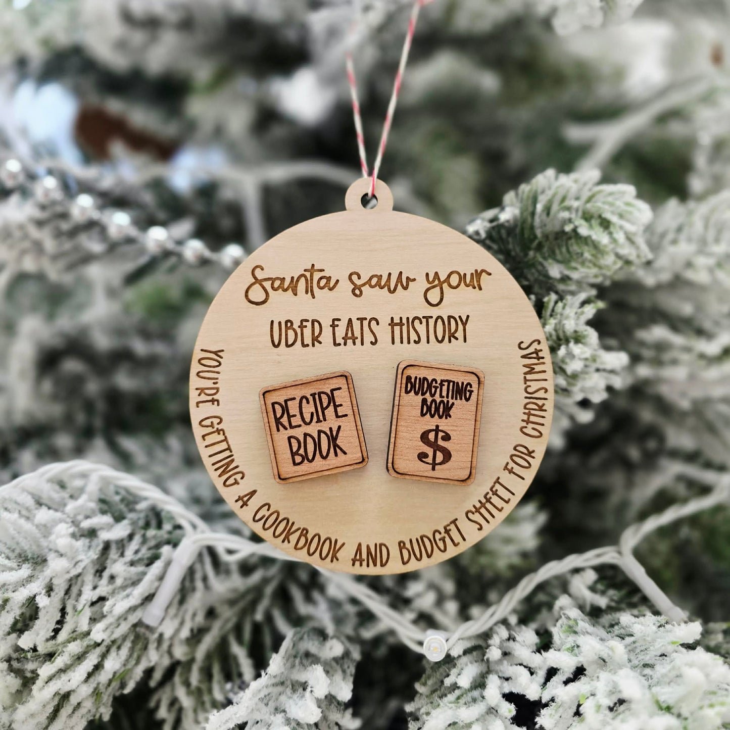 Santa Saw Your Uber Eats History Christmas Ornament
