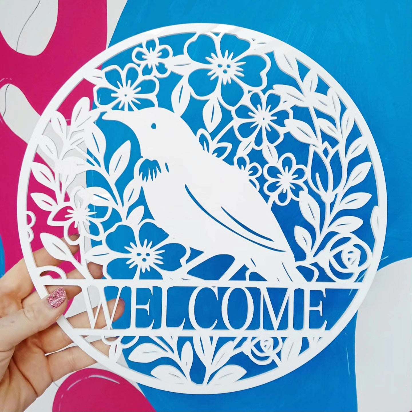 Personalised Floral Tui Round Wall Décor