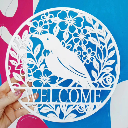 Personalised Floral Tui Round Wall Décor