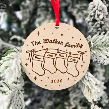 Personalised Family Stocking Christmas Ornament