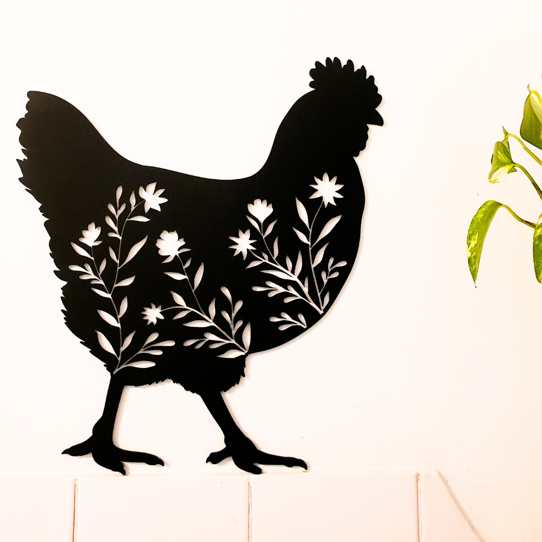 Floral Chicken Wall Art