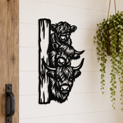 Nosy Neighbours Highland Cow Wall Art