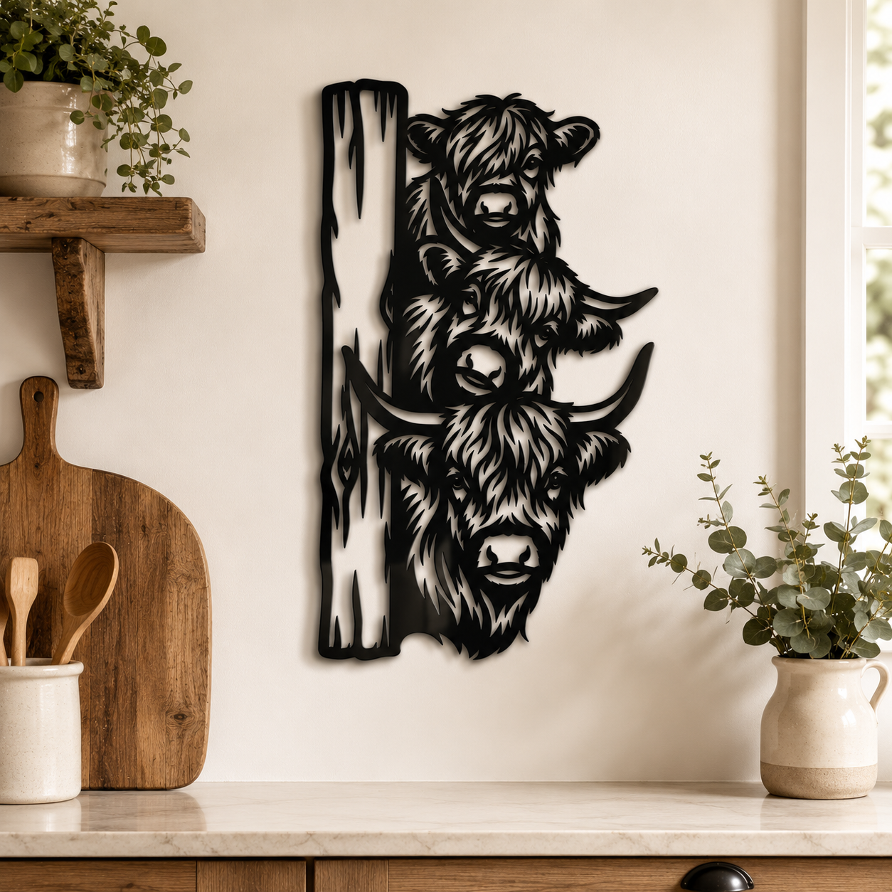 Nosy Neighbours Highland Cow Wall Art