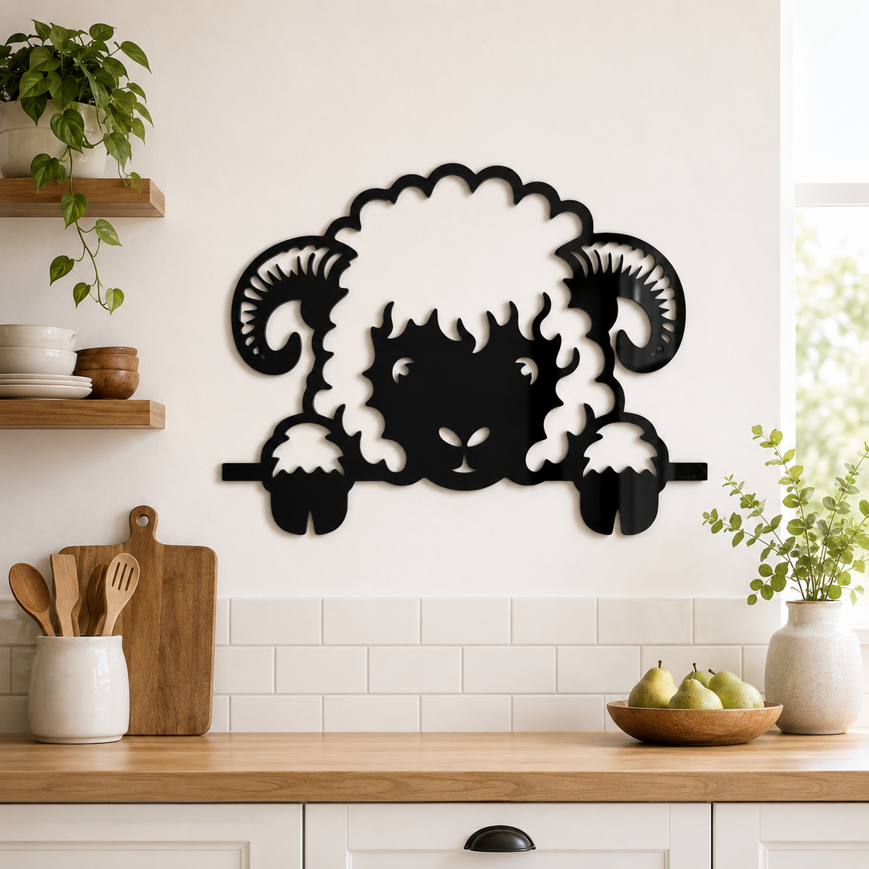 Peeking Valais Blacknose Sheep Wall Decor