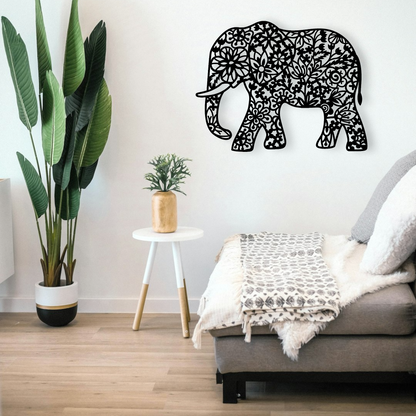 Floral Mandala Elephant Wall Décor