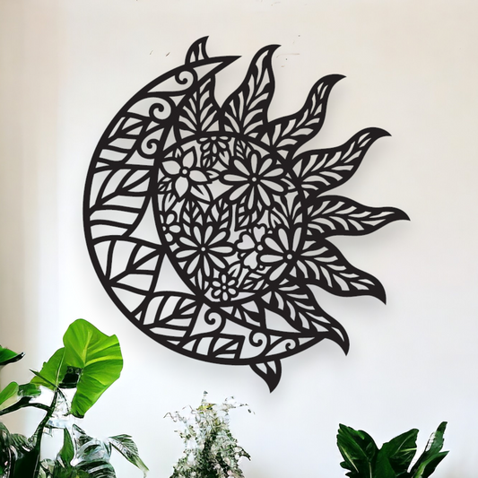 Floral Sun & Moon Wall Décor