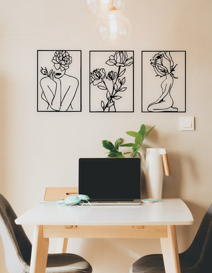 Flower Woman Wall Art Set