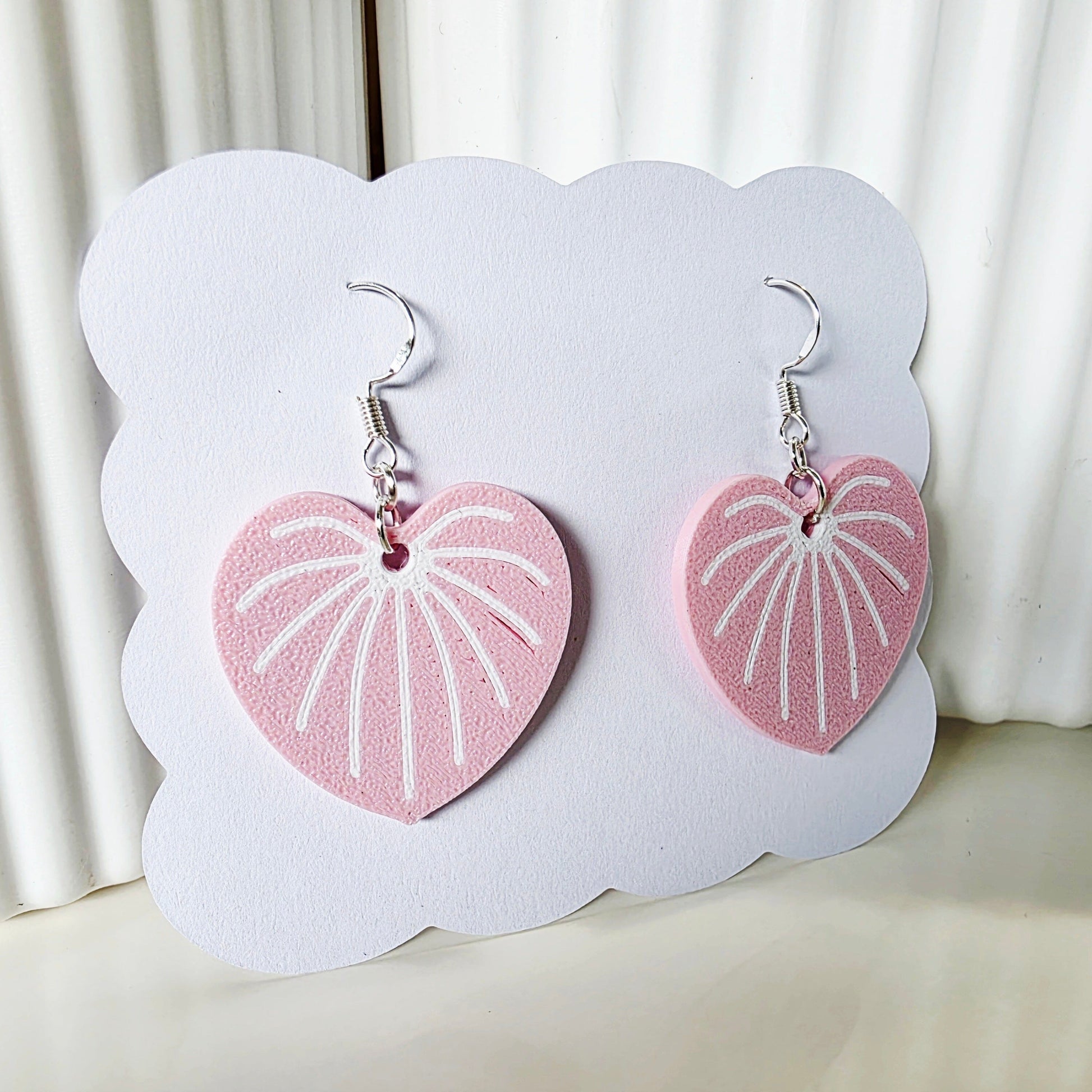 Anthurium Heart-Shaped Earrings Earrings Whimsic Pink 