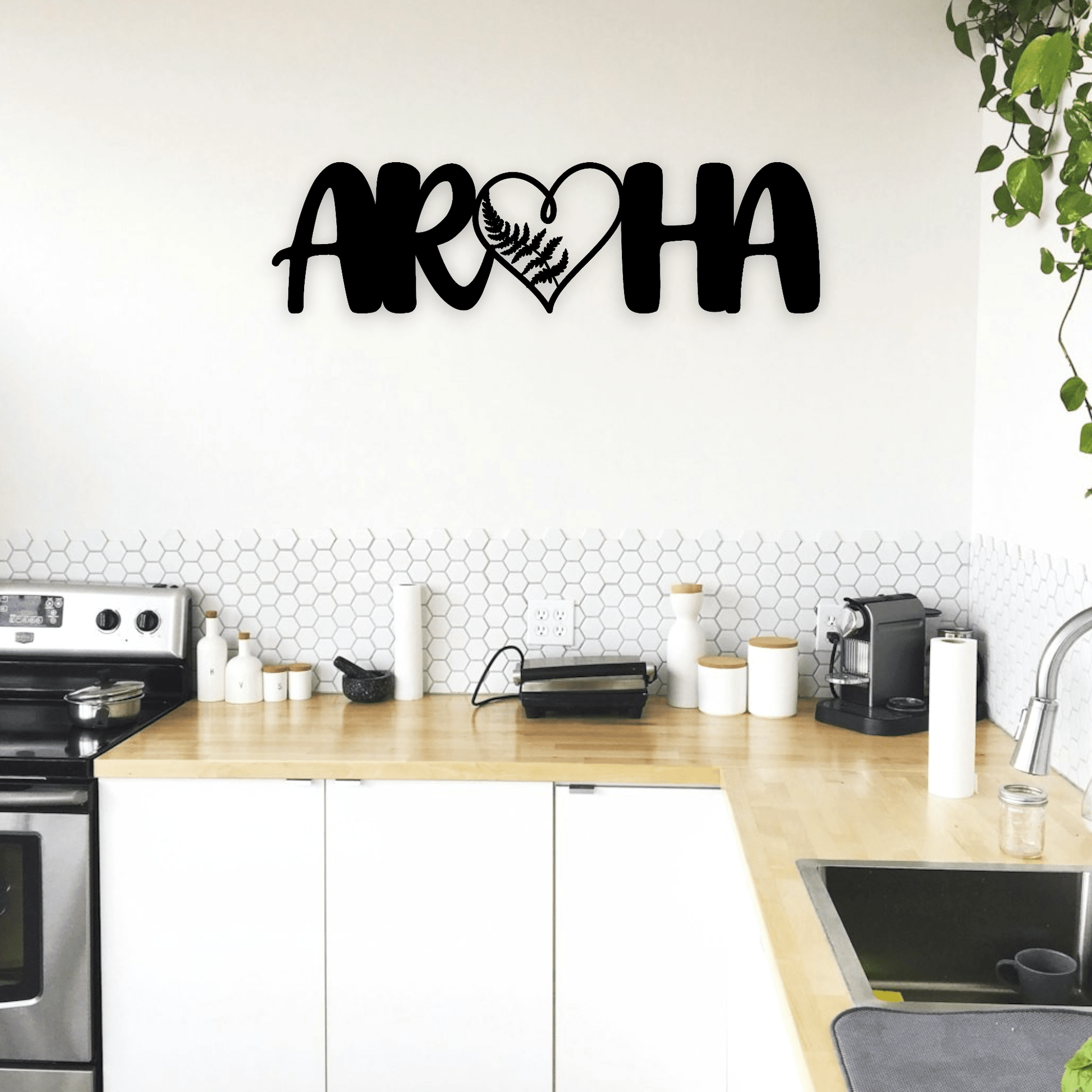 Aroha Wall Décor Whimsic Black Gloss Acrylic Design 1 - Fern 