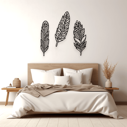 Boho Feather Trio Wall Decor Whimsic 