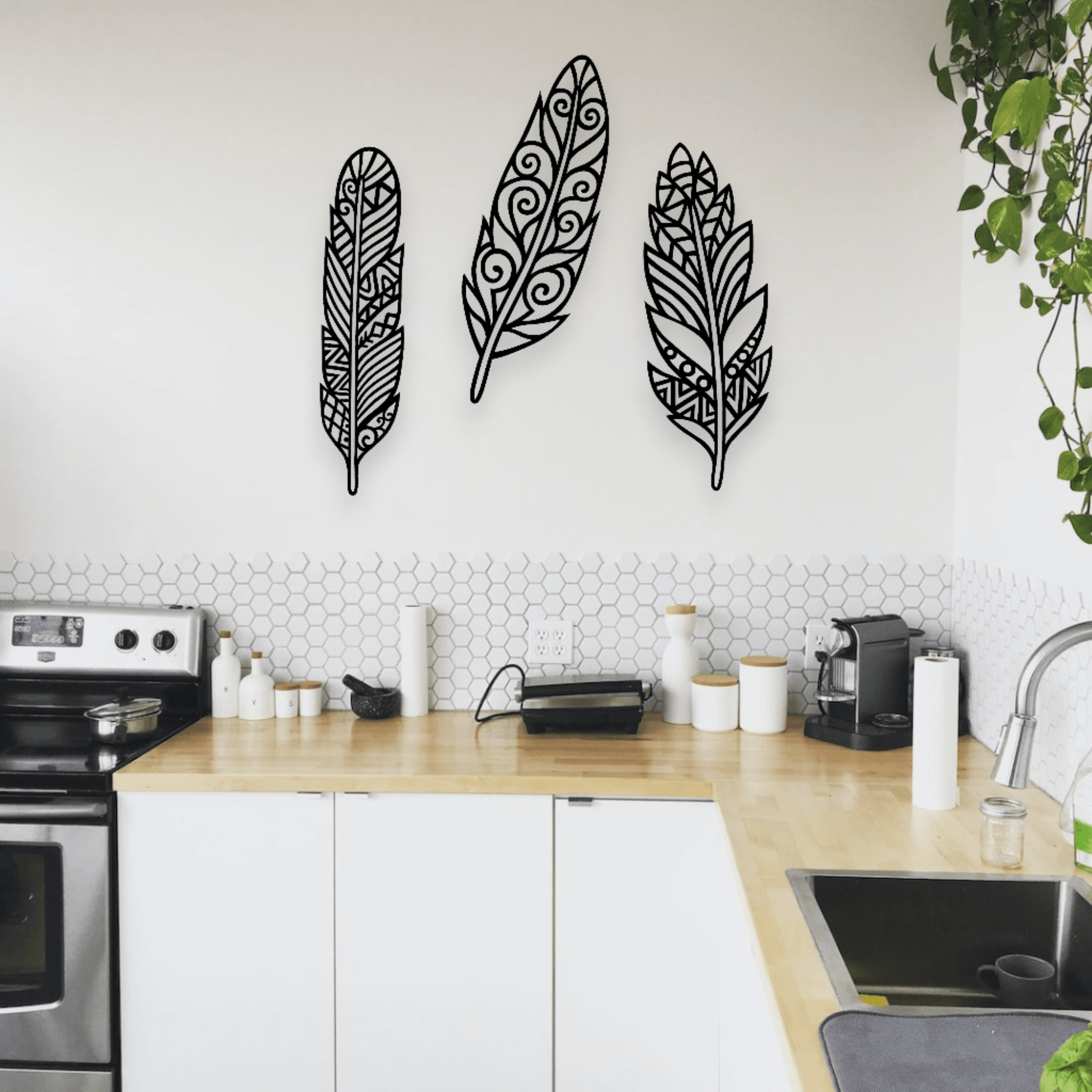 Boho Feather Trio Wall Decor Whimsic 