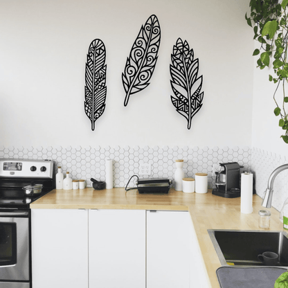 Boho Feather Trio Wall Decor Whimsic 