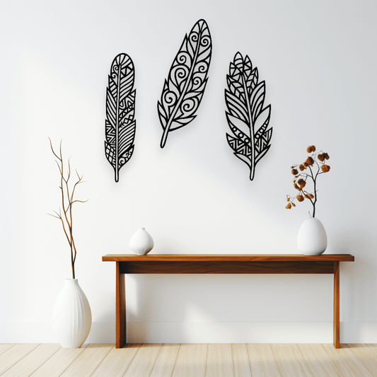 Boho Feather Trio Wall Decor Whimsic 
