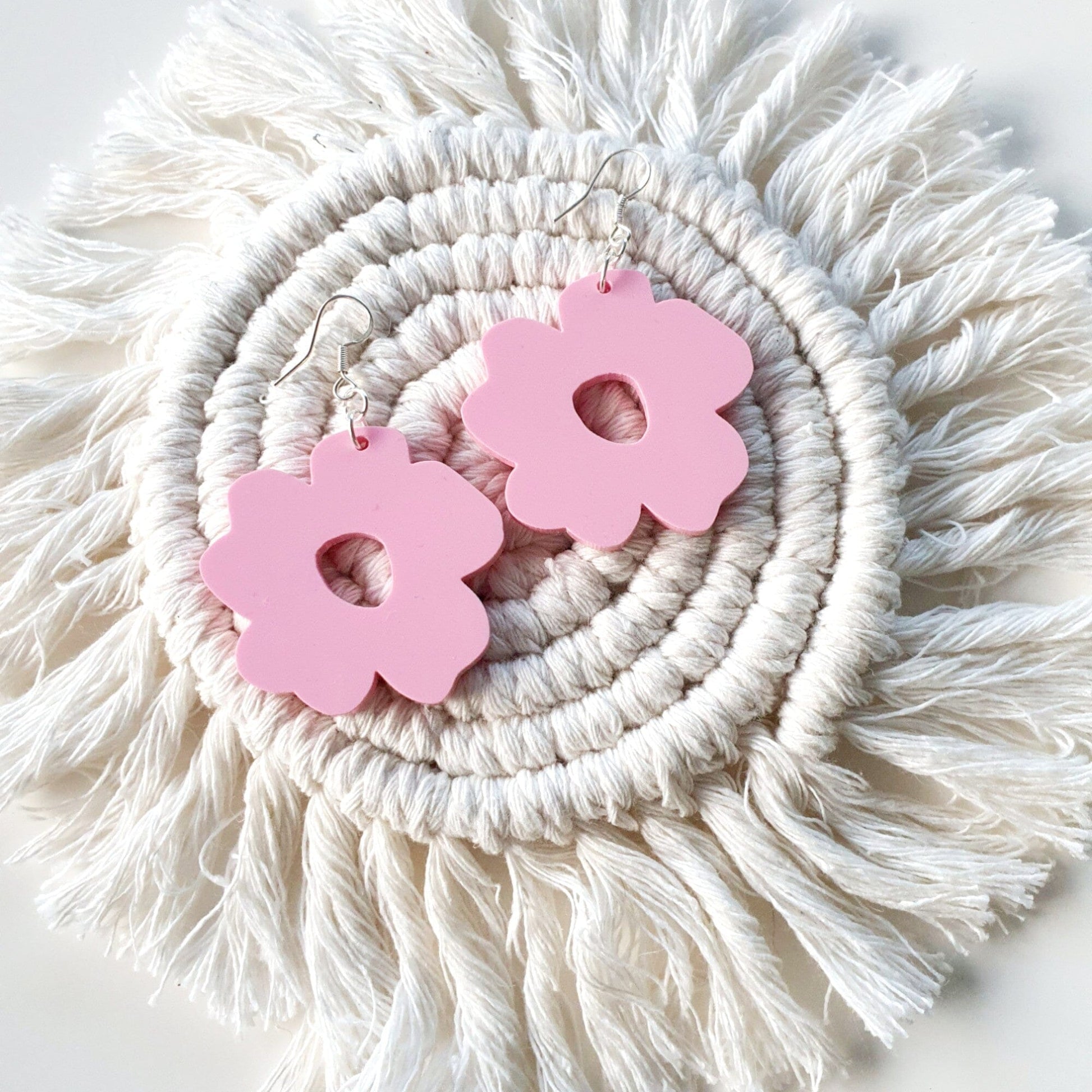 Boho Flower Earrings Earrings Whimsic Pink 
