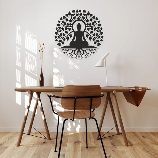 Buddha Tree Silhouette Wall Art