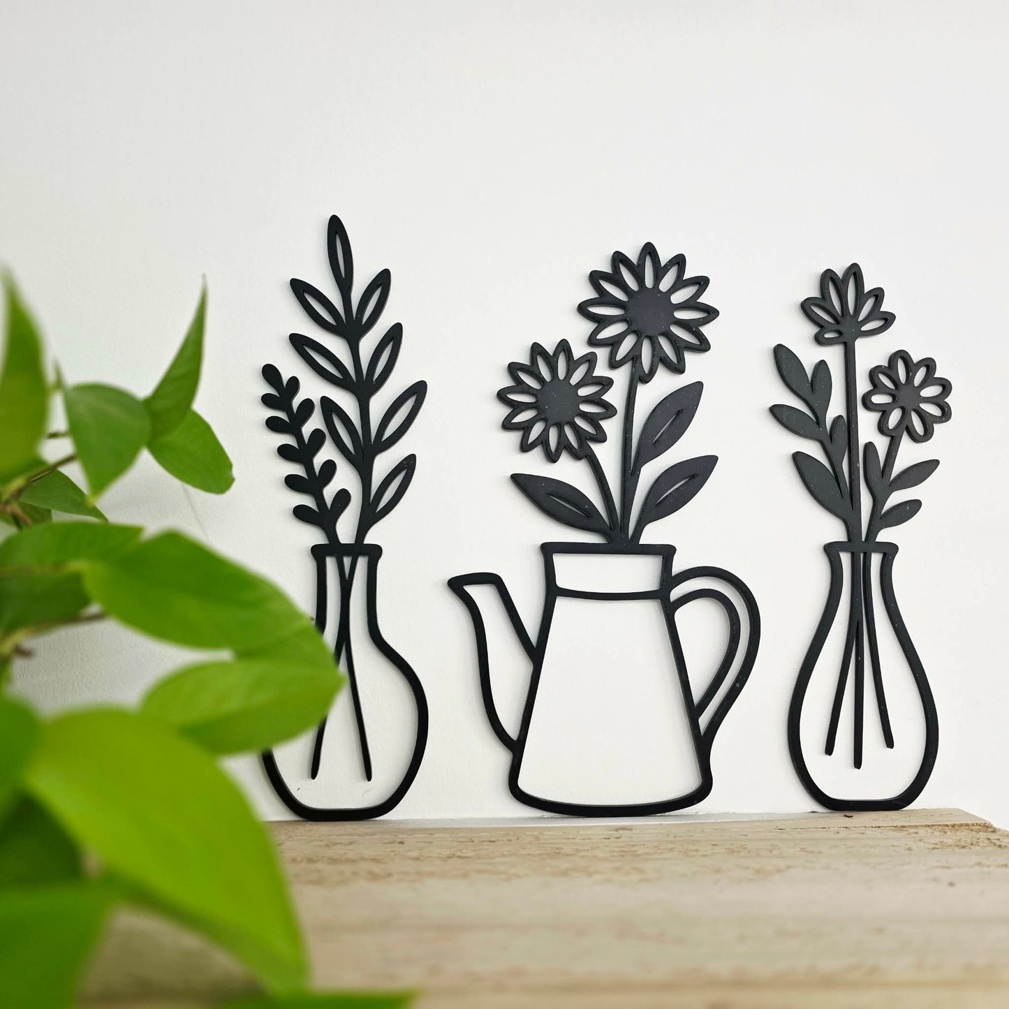 Floral Vase & Teapot Wall Art Set